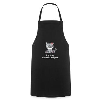 Le week-end arrive bientôt drôles de collègues Humour O - Tablier de cuisine - noir - Devant - AI Model Male 185 dark (185cm)
