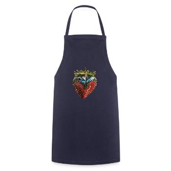 strawberry, sequins, rhinestones, glamour - Cooking Apron - navy - Front - AI Model Male 185 dark (185cm)