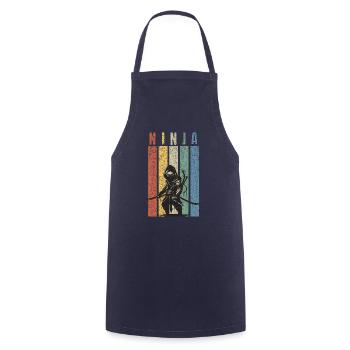 Retro Ninja Warrior - Cooking Apron - navy - Front - AI Model Male 185 dark (185cm)