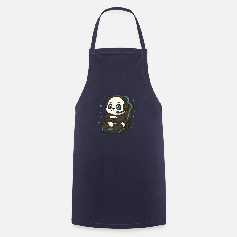 Gaming design – Panda with controller - Cooking Apron - navy