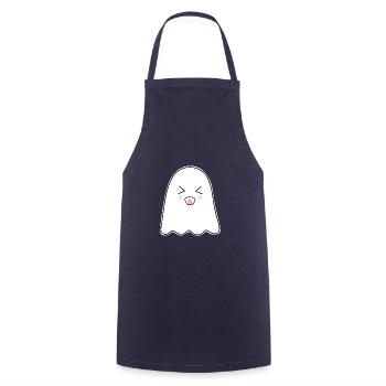 Halloween T-shirt Gespenst spooky cute Shirt  - Kochschürze - Navy - Vorne - AI Model Male 185 dark (185cm)