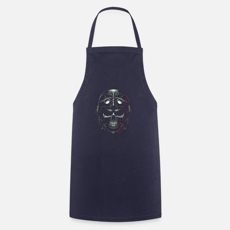 Aviator Skull Pilot - Cooking Apron - navy