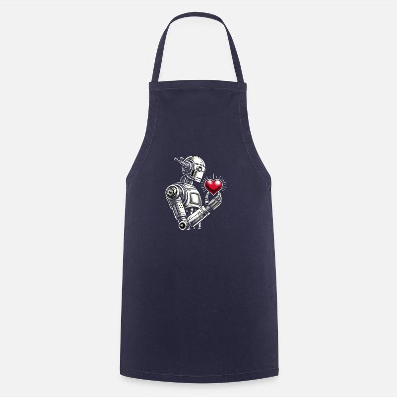 Robot with a heart - Cooking Apron - navy