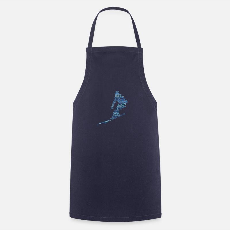 Stazioni sciistiche, nuvola di parole, sciatore - Grembiule da cucina - navy