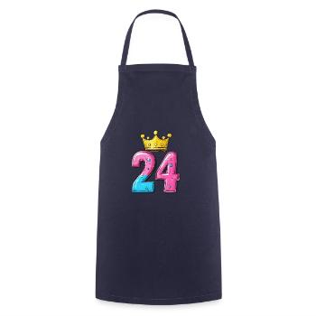24 Zahl Trikot Krone - Kochschürze - Navy - Vorne - AI Model Male 185 dark (185cm)