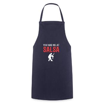 Me in salsa. Artist Gift - Cooking Apron - navy - Front - AI Model Male 185 dark (185cm)