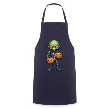 Alien with pumpkin heads Halloween - Cooking Apron - navy - Front - AI Model Male 185 dark (185cm)