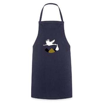 Stork & Baby (Vector) - Kochschürze - Navy - Vorne - AI Model Male 185 dark (185cm)