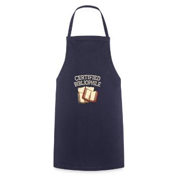 Zertifizierter bibliophile lustige Buchliebhaber H - Kochschürze - Navy - Vorne - AI Model Male 185 dark (185cm)