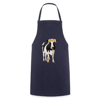 Holstein Cow With Flowers - Cooking Apron - navy - Front - AI Model Male 185 dark (185cm)