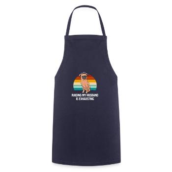 Raising my husband strained funny wife Humo - Cooking Apron - navy - Front - AI Model Male 185 dark (185cm)