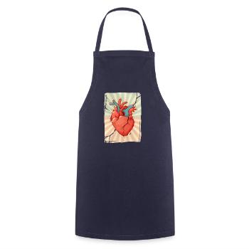 Blue and Red Heart - Cooking Apron - navy - Front - AI Model Male 185 dark (185cm)