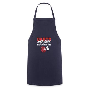 Fléchettes et bière. Cadeau fêtard - Tablier de cuisine - marine - Devant - AI Model Male 185 dark (185cm)