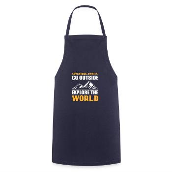 Explore the World Brave Person Gift - Cooking Apron - navy - Front - AI Model Male 185 dark (185cm)