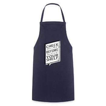 gift idea art sayings book worm humor feminine fun - Cooking Apron - navy - Front - AI Model Male 185 dark (185cm)