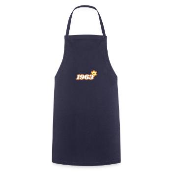 1963 Born with Retro Hippie Flower - Cooking Apron - navy - Front - AI Model Male 185 dark (185cm)