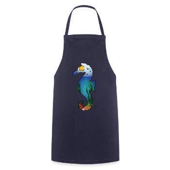 Silhouette hippocampe - Tablier de cuisine - marine - Devant - AI Model Male 185 dark (185cm)