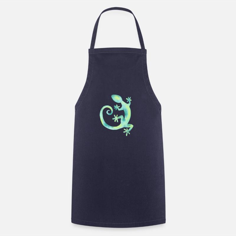 Aquarell Eidechse - Kochschürze - Navy