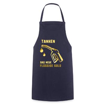 tanken,Tankstellle,tankrabatt,gold,flüssiges Gold - Kochschürze - Navy - Vorne - AI Model Male 185 dark (185cm)