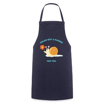 Escar-got a flower for you - Friendly snail - Cooking Apron - navy - Front - AI Model Male 185 dark (185cm)