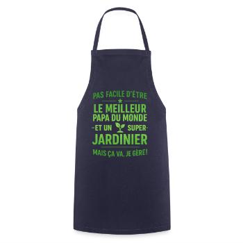 Super Papa Jardinier idée cadeau fête des pères - Tablier de cuisine - marine - Devant - AI Model Male 185 dark (185cm)