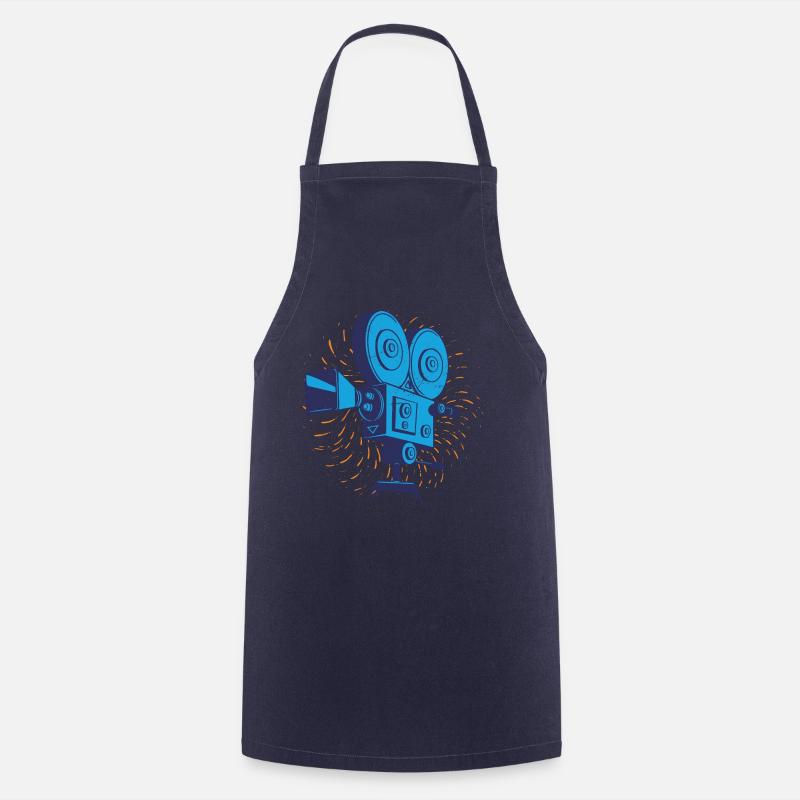 Caméra rétro de cinéma - Tablier de cuisine - marine