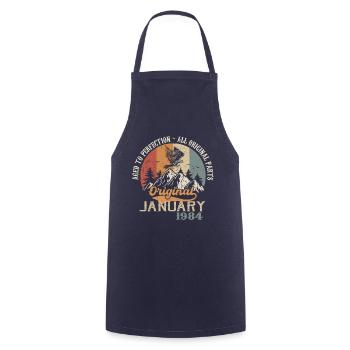 40 years of greatness since January 1984 - Cooking Apron - navy - Front - AI Model Male 185 dark (185cm)