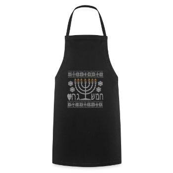 Ugly Hanukah Judentum Juden Juedisch Feier Menorah - Kochschürze - Schwarz - Vorne - AI Model Male 185 dark (185cm)