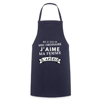 Mec ordinaire j'aime ma femme et l'apéro - Tablier de cuisine - marine - Devant - AI Model Male 185 dark (185cm)