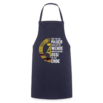 Ossi bis zum Ende - DDR Spruch - Kochschürze - Navy - Vorne - AI Model Male 185 dark (185cm)