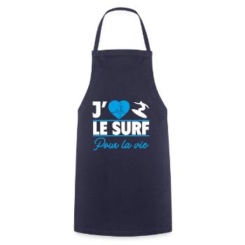 J’aime le surf pour la vie,Surf,Surfeuse,Surfeur - Tablier de cuisine - marine - Devant - AI Model Male 185 dark (185cm)