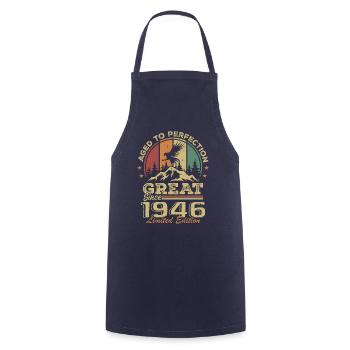 Jahrgang 1946 Geburtstag - 1946 Retro Geschenkidee - Kochschürze - Navy - Vorne - AI Model Male 185 dark (185cm)