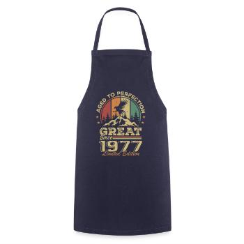Jahrgang 1977 Geburtstag - 1977 Retro Geschenkidee - Kochschürze - Navy - Vorne - AI Model Male 185 dark (185cm)