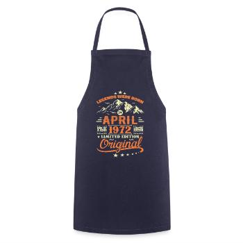 April 1972 Birthday Gift 1972 Legends April - Cooking Apron - navy - Front - AI Model Male 185 dark (185cm)