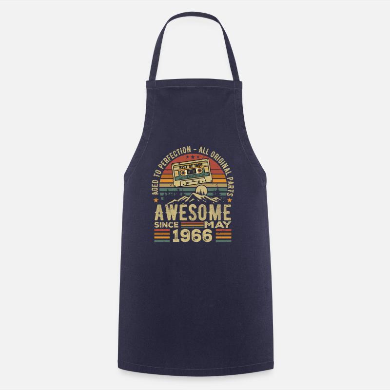 May 1966 Birthday May 1966 Retro Gift - Cooking Apron - navy