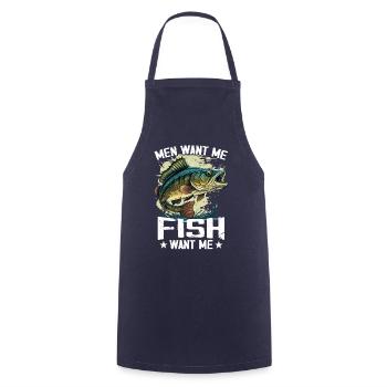 Men Want Me Fish Fear Me Tees Fishing - Cooking Apron - navy - Front - AI Model Male 185 dark (185cm)