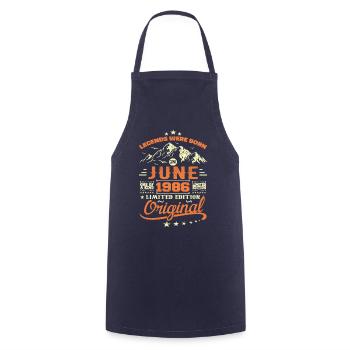 June 1986 Original Born June 1986 Birthday - Cooking Apron - navy - Front - AI Model Male 185 dark (185cm)