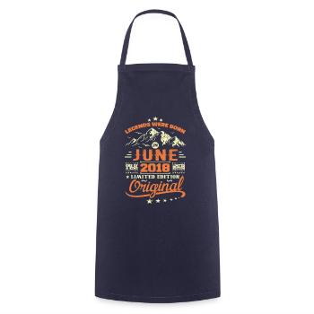 June 2018 Original Born In June 2018 Birthday - Cooking Apron - navy - Front - AI Model Male 185 dark (185cm)