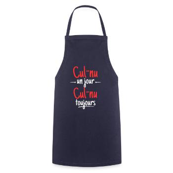 Naturisme Mug Humour Naturiste - Tablier de cuisine - marine - Devant - AI Model Male 185 dark (185cm)
