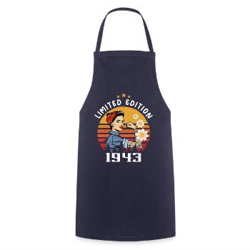 Rétro Année de naissance 1943 Vintage Anniversaire 1943 - Tablier de cuisine - marine - Devant - AI Model Male 185 dark (185cm)