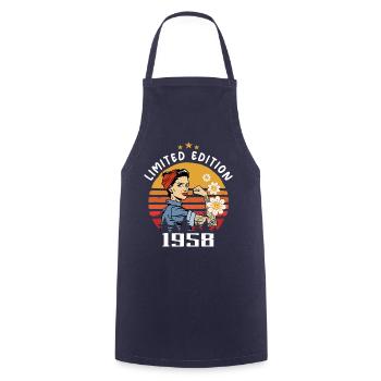 Retro Birth Year 1958 Vintage Birthday 1958 - Cooking Apron - navy - Front - AI Model Male 185 dark (185cm)