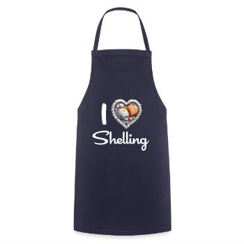 J’aime bombarder des coquillages Shell Collector Gift - Tablier de cuisine - marine - Devant - AI Model Male 185 dark (185cm)