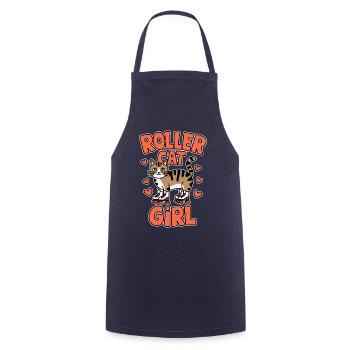 Roller Cat Girl Skating Girl Roller Skates Gift - Cooking Apron - navy - Front - AI Model Male 185 dark (185cm)