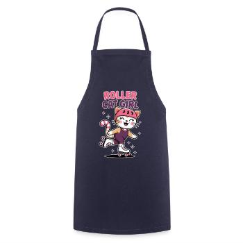 Roller Cat Girl Skating Girl Roller Skates Gift - Cooking Apron - navy - Front - AI Model Male 185 dark (185cm)