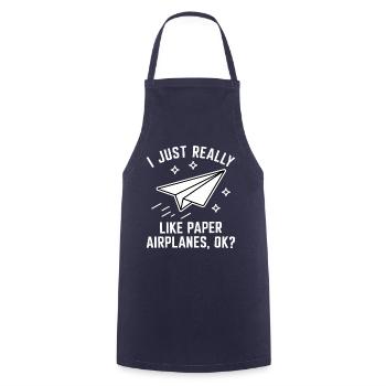 Avion en papier disant blague Avion en papier cadeau - Tablier de cuisine - marine - Devant - AI Model Male 185 dark (185cm)