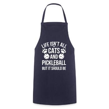 Pickleball Saying Cat Funny Pickleball Gift - Cooking Apron - navy - Front - AI Model Male 185 dark (185cm)