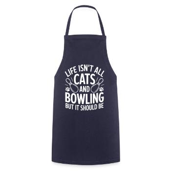 Bowling Spruch Katzen Lustiges Bowling Geschenk - Kochschürze - Navy - Vorne - AI Model Male 185 dark (185cm)