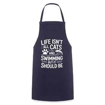 Schwimmen Spruch Katze Lustiges Schwimmen Geschenk - Kochschürze - Navy - Vorne - AI Model Male 185 dark (185cm)