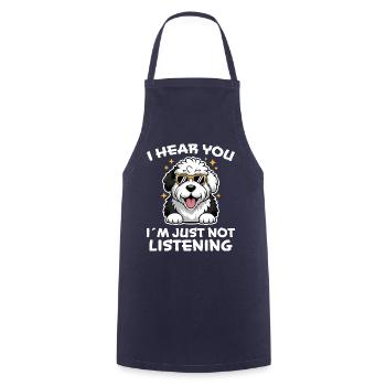 Old English Sheepdog Saying Joke Sheepdog Gift - Cooking Apron - navy - Front - AI Model Male 185 dark (185cm)