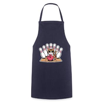 Bowling Spruch Katzen Lustiges Bowling Geschenk - Kochschürze - Navy - Vorne - AI Model Male 185 dark (185cm)